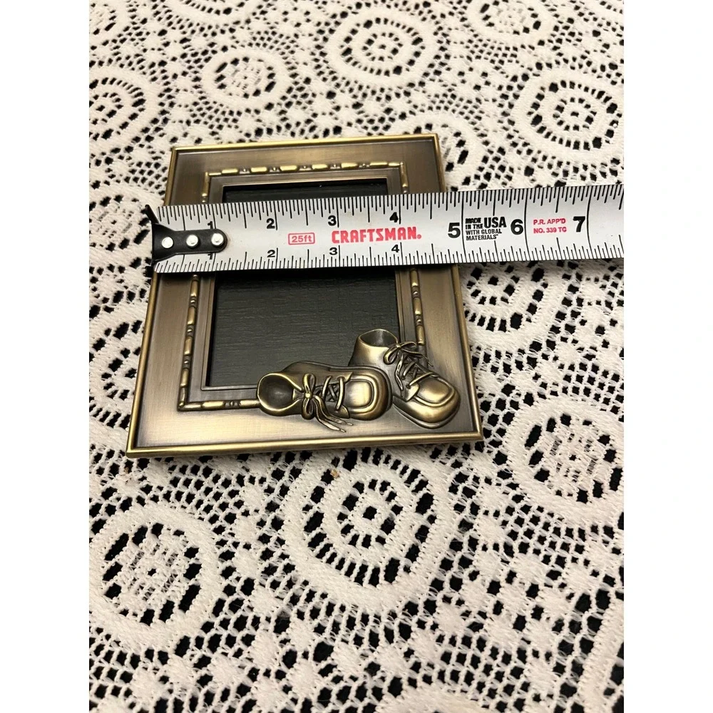 Vintange Bronze Tone Metal Baby Shoe Photo Pic Frame | Nursery Cottage